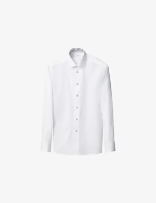 ETON Floral-Trim Contemporary-Fit Cotton-Twill Shirt - Light blue - 19.75 detail 2