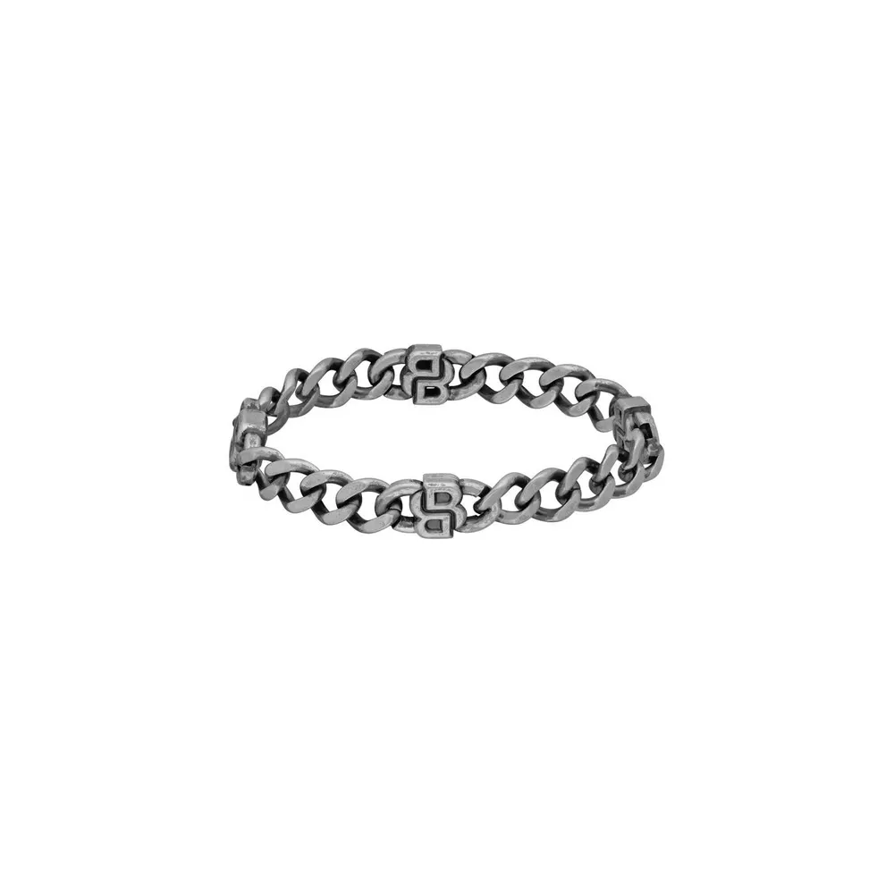 Boss Men's Double B Absolute 10mm Antique Finish Magnetic Chain Bracelet detail 2