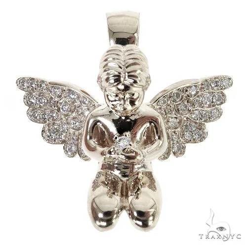 MARYAM - For Him SILVER .925 Silver Praying Angel Diamond Pendant 68832 – Pendant