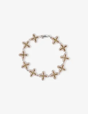 DARKAI Clover 18ct White-Gold Plated Stainless-Steel, Brass and Diamond-Stone Bracelet - White in White – Mens | Jewellery | Bracelets