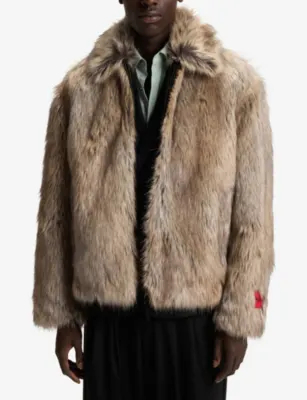 HUGO Branded Faux-Fur Jacket detail 3