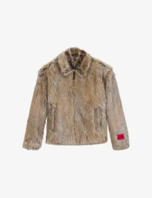 HUGO Branded Faux-Fur Jacket