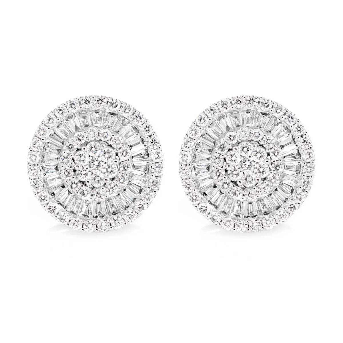 For Him Halo Miracle Diamond Baguette Stud Earrings in White Gold / Natural Diamond – Earring