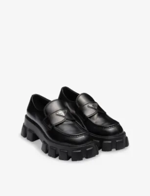 PRADA Monolith Leather Loafers - EUR 40 / 6 UK MEN in BLACK, additional product view 3