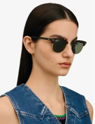 RAY-BAN RB3016 49 Clubmaster Havana square sunglasses detail 2
