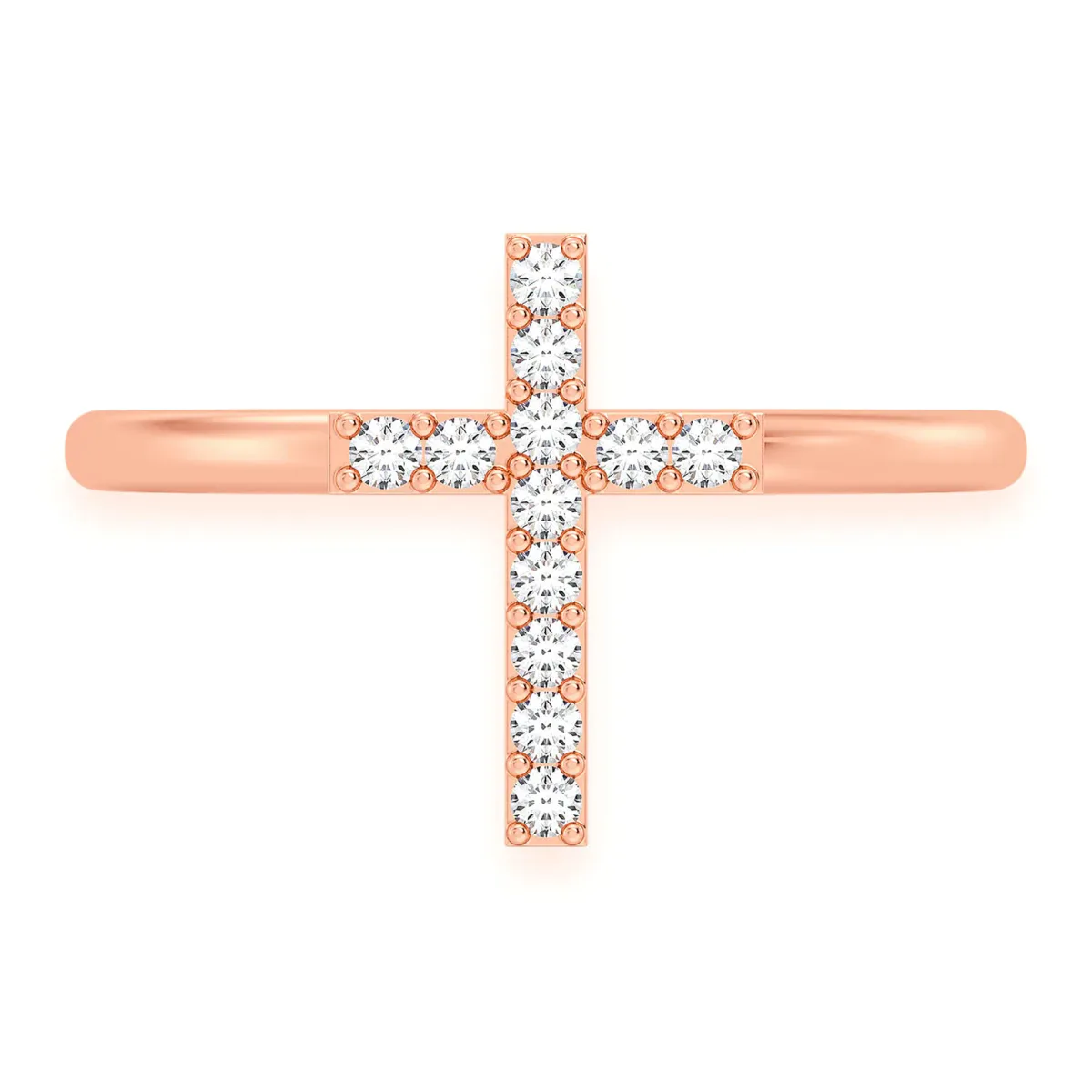 For Him Cross Diamond Ring in Rose Gold / Natural Diamond – Ring