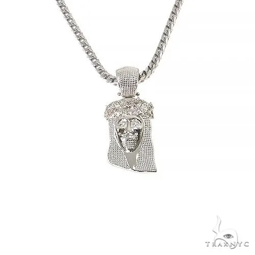 MARYAM - For Him SILVER .925 Silver Diamond Jesus Pendant With Franco Set 67423 in 18 Inches – Pendant Set