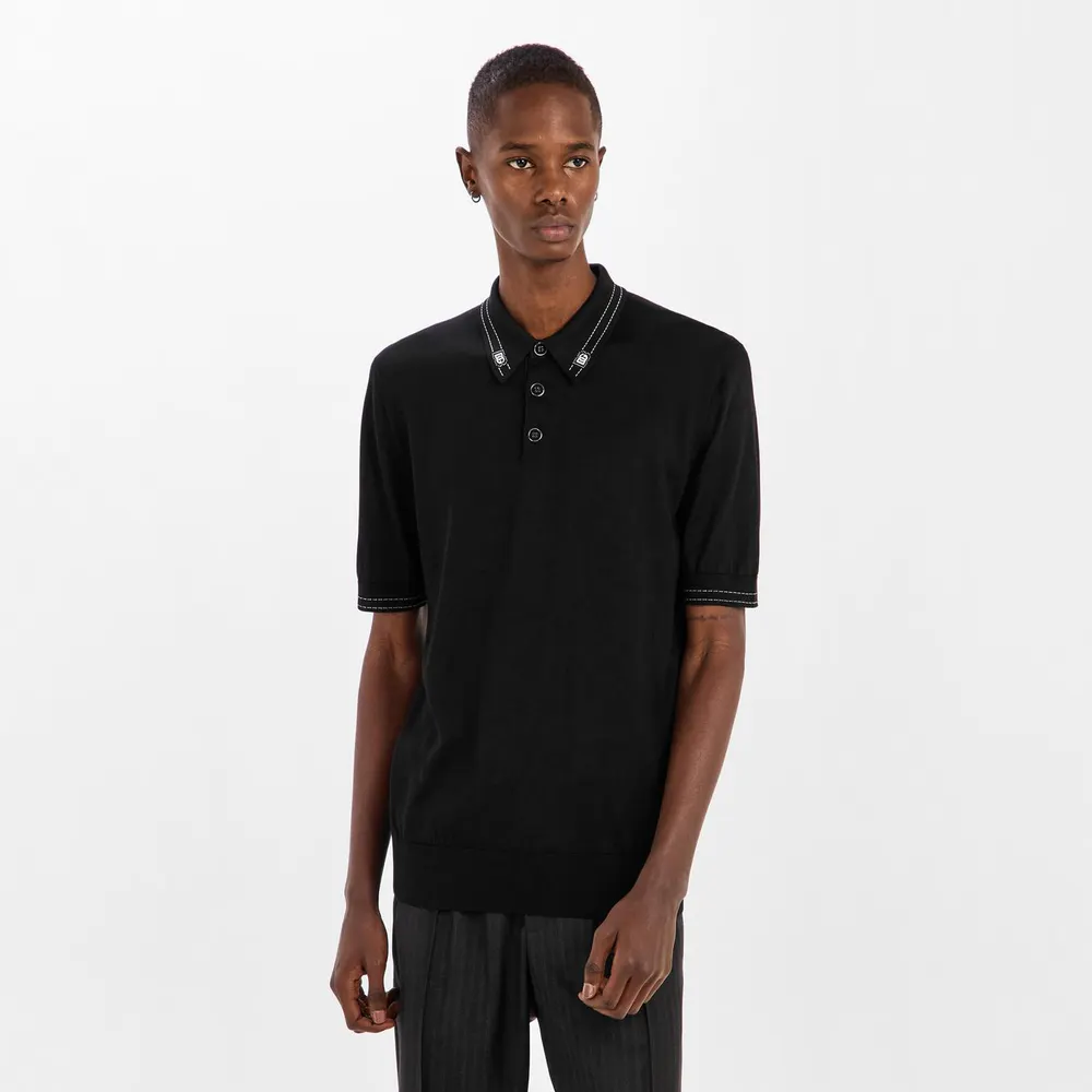 Dolce and Gabbana Men's Stripe Collar Short Sleeve Polo Shirt detail 3