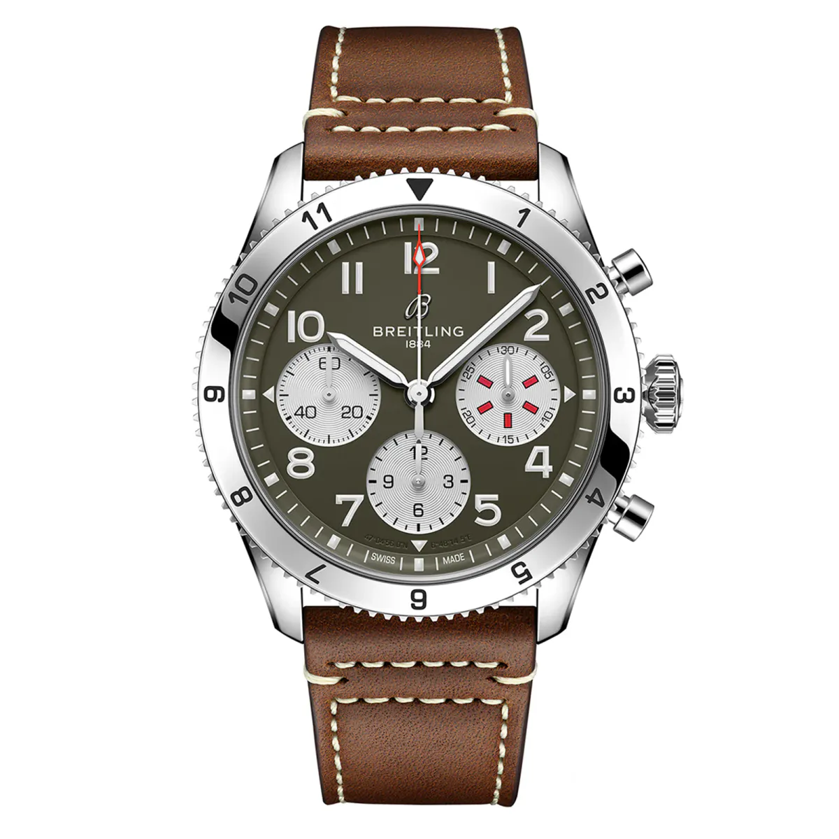 Breitling Classic AVI Chronograph 42 Curtiss P-40 Warhawk Leather Strap Watch