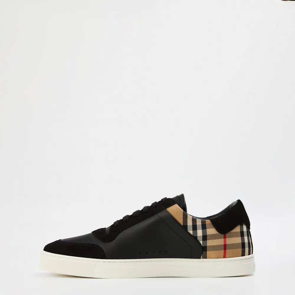 Burberry Mens Check Panel Sneakers in Black, additional product view 2