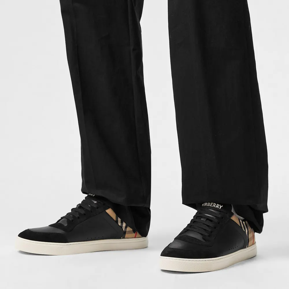 Burberry Mens Check Panel Sneakers in Black, additional product view 3