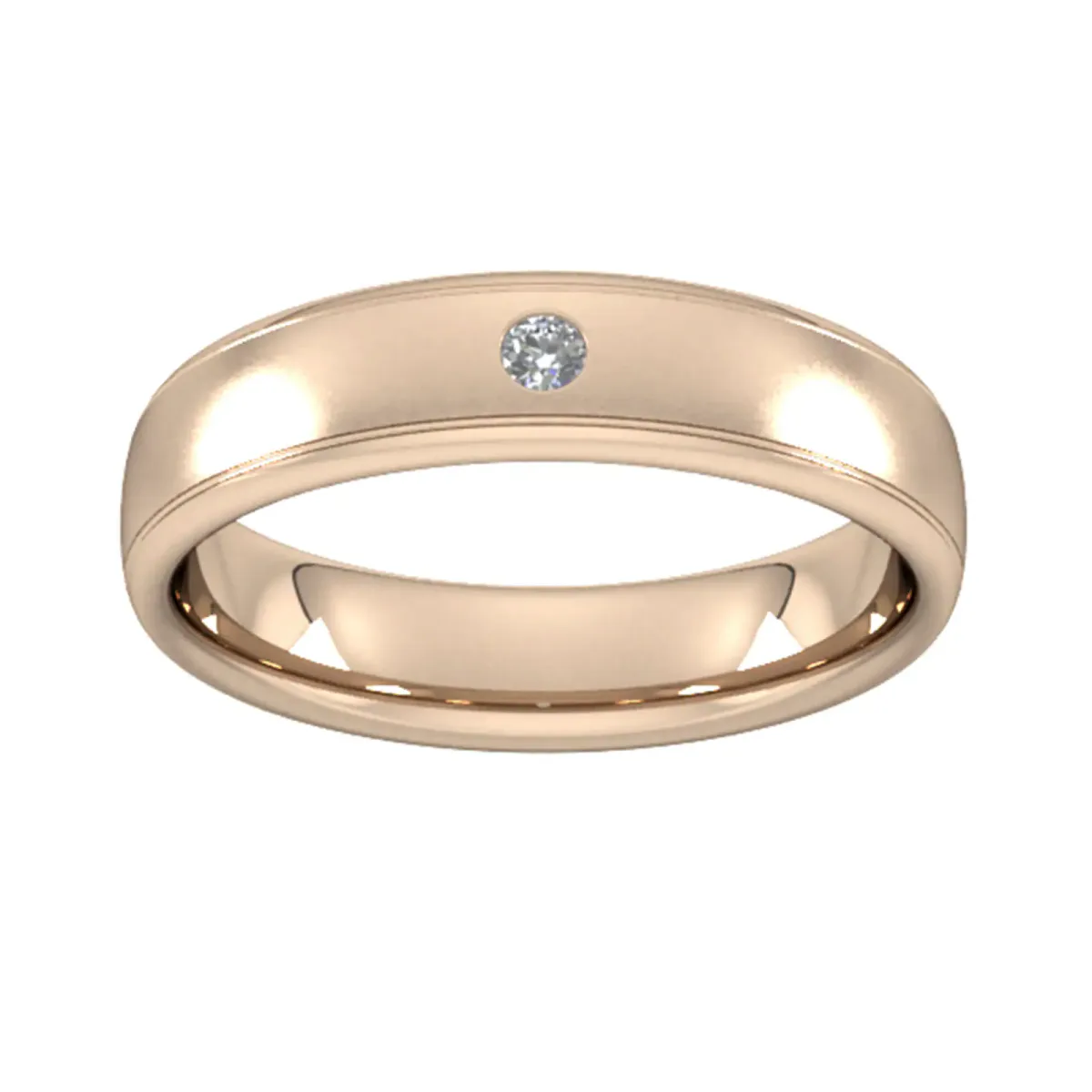For Him 5mm Brilliant Cut Diamond Set Wedding Ring In 18 Carat Yellow Gold
