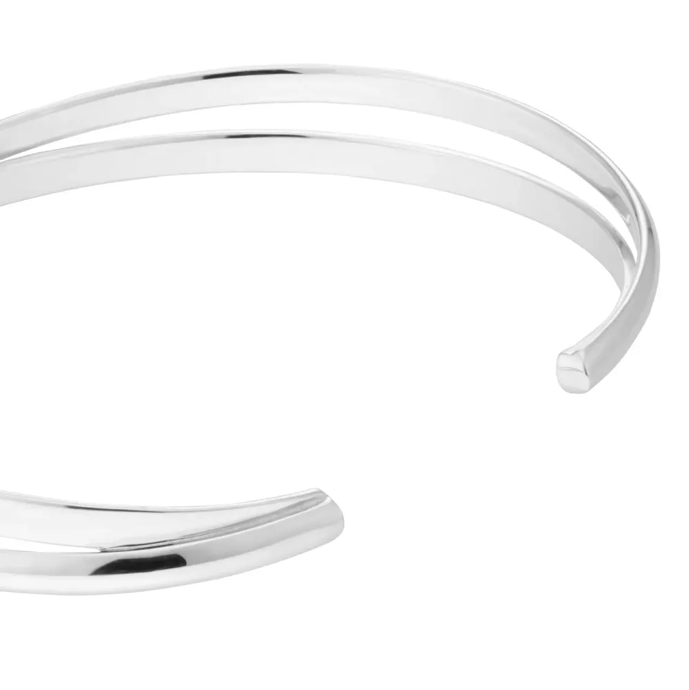 For Him Sterling Silver Two Row Torque Bangle detail 3