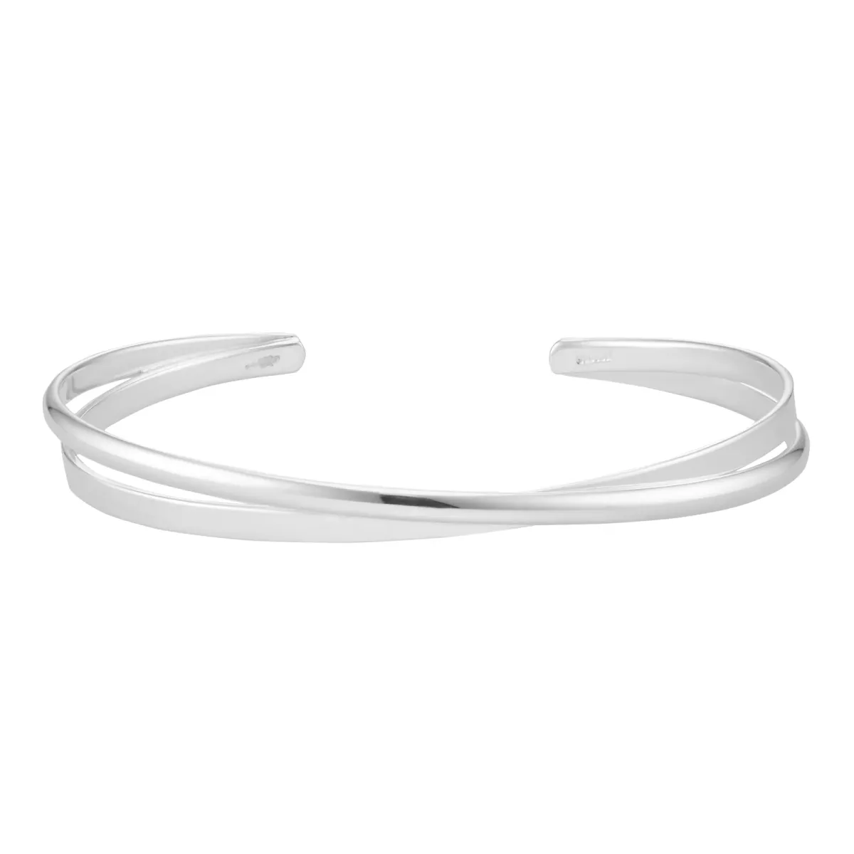 For Him Sterling Silver Two Row Torque Bangle