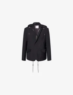 SACAI Detachable-Hood Notch-Lapel Woven Jacket