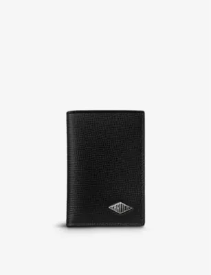 CARTIER Losange logo-plaque leather and palladium card holder