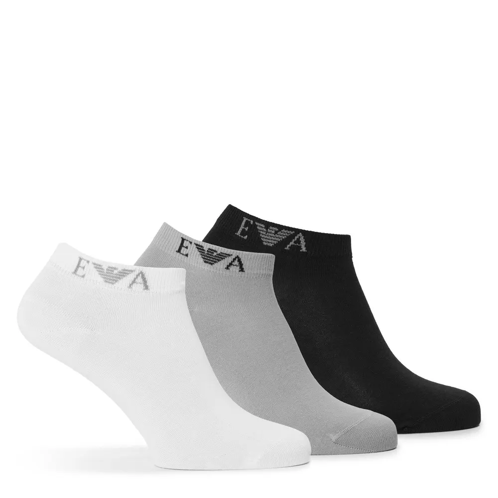 Emporio Armani Men's Monogram Cotton Ankle Socks 3-Pack