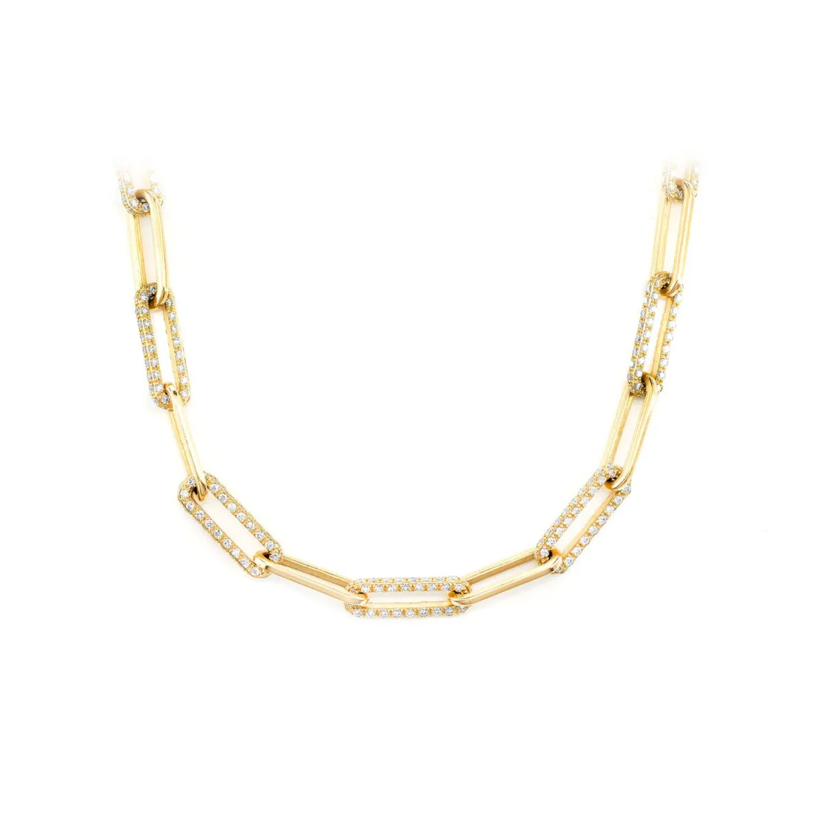 For Him Alternating Elongated Diamond Rolo Link Necklace in Rose Gold / 16" / VS – Necklace