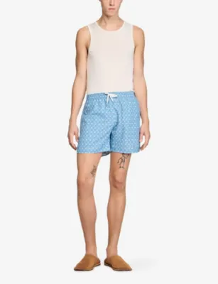 SANDRO Drawstring Chain-Print Woven Swim Shorts detail 2