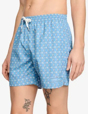 SANDRO Drawstring Chain-Print Woven Swim Shorts detail 3