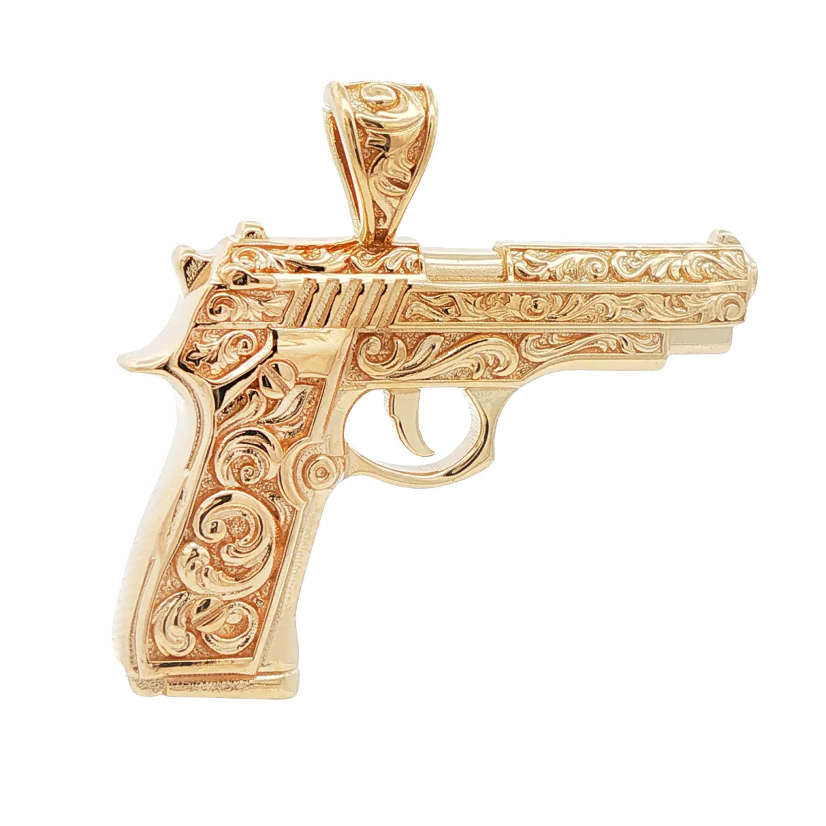RINA - For Him FACTORY 14K Floral Pistol Pendant 71176 in Rose Gold – Pendant