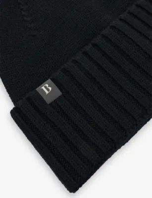 BOGGI MILANO Logo-Patch Wool-Blend Beanie Hat detail 3