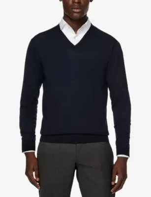 BOGGI MILANO V-neck Merino Wool Jumper detail 3