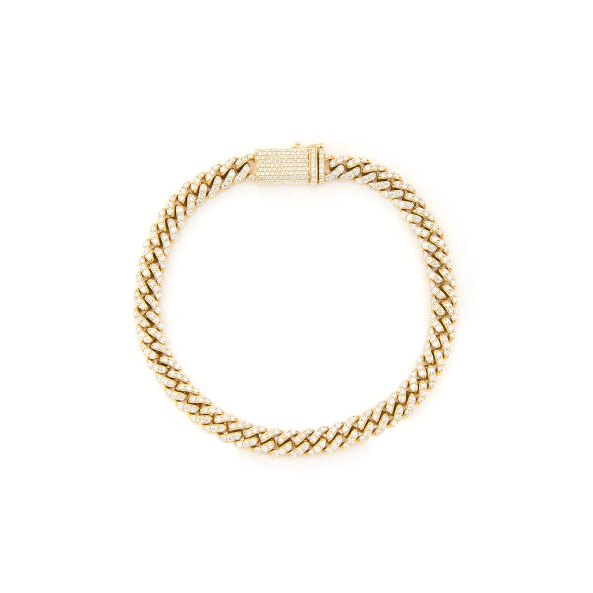 For Him Miami Cuban Diamond Bracelet in 4mm /1.50ctw / Yellow Gold / 7" – Bracelet