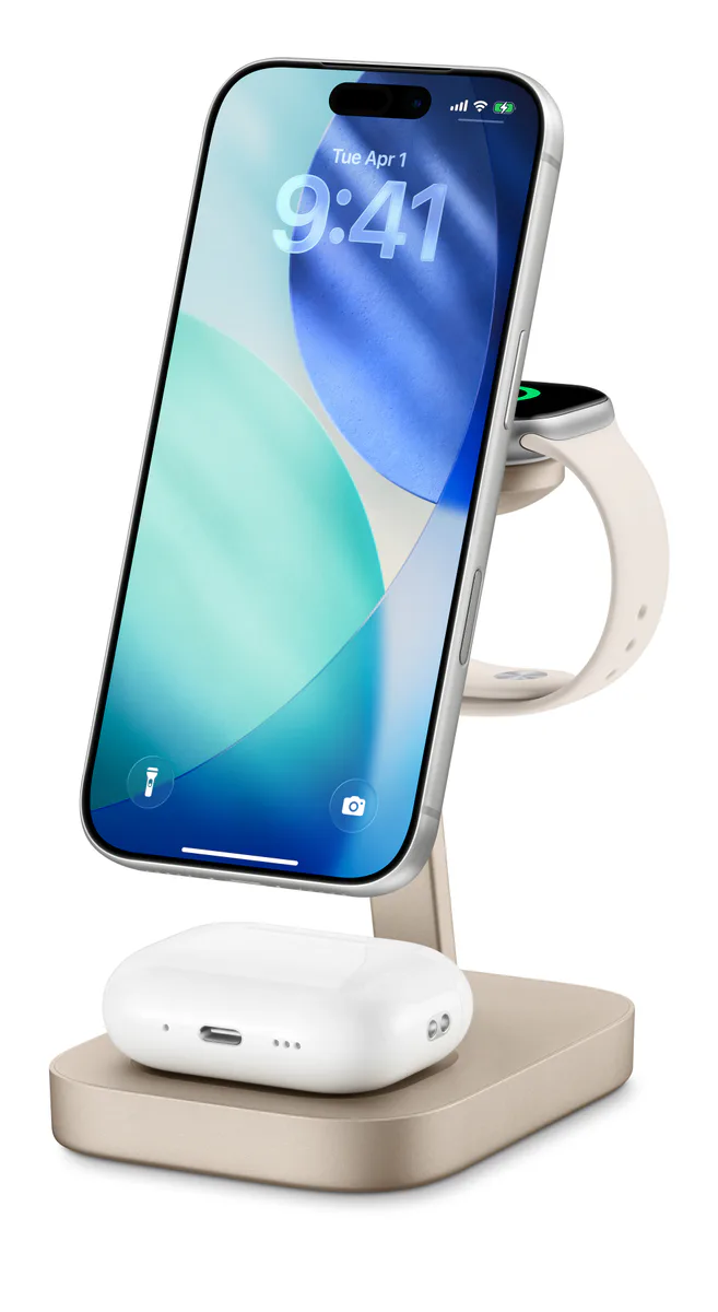 mophie 3-in-1 Wireless Charge Stand in Gold – Wearables