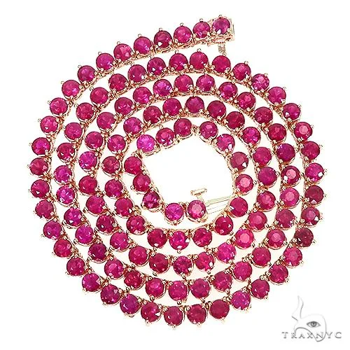 PIA - For Him GEMSTONES 14K Gold 3 Prong Ruby Tennis Chain 66795