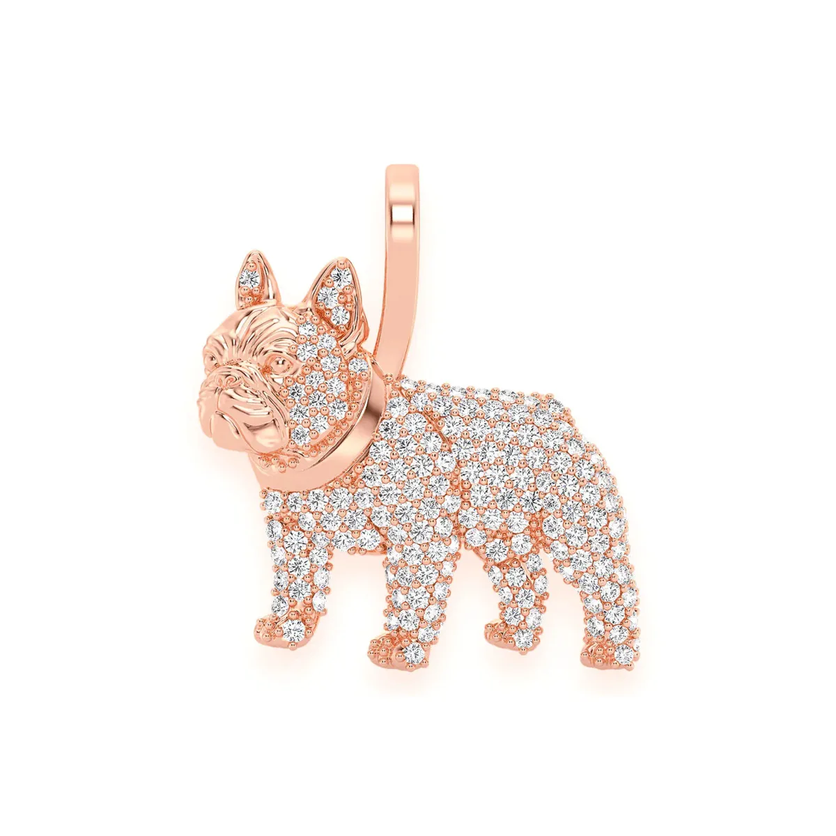 For Him French Bulldog Diamond Pendant in 0.65ctw / Rose Gold / Natural Diamond – Pendant