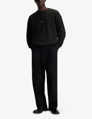 HUGO Brand-Embroidered Relaxed-Fit Cotton-Blend Sweatshirt detail 2