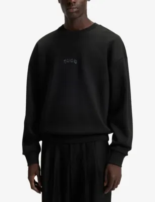 HUGO Brand-Embroidered Relaxed-Fit Cotton-Blend Sweatshirt detail 3