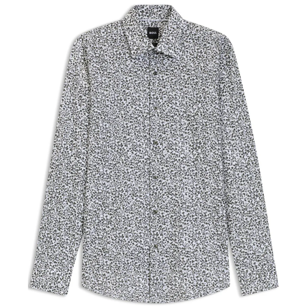 Boss Men's Floral Print Stretch Cotton Long Sleeve Slim Fit Shirt