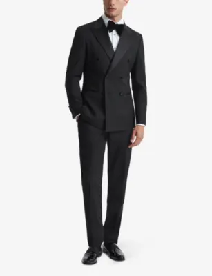 REISS Poker double-breasted stretch wool-blend jacket detail 2