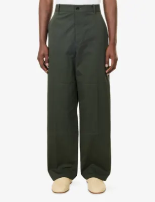 BOTTEGA VENETA Contrast-Stitch Wide-Leg Cotton Trousers detail 3