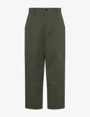 BOTTEGA VENETA Contrast-Stitch Wide-Leg Cotton Trousers
