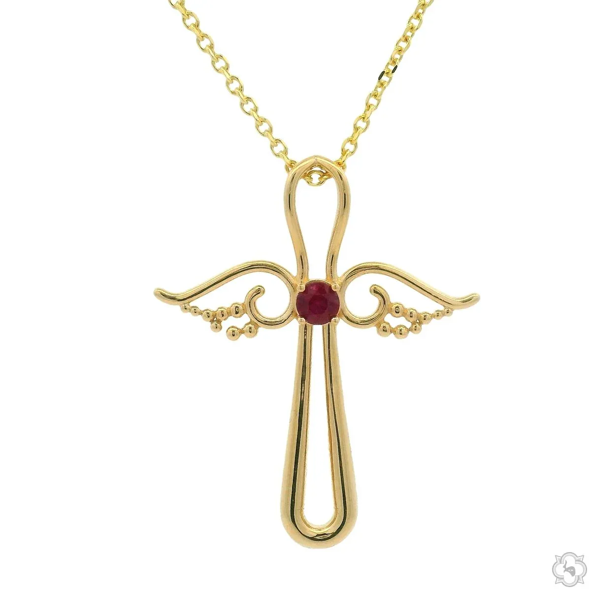 RINA - For Him CUSTOM Ruby Angel Cross Pendant Set 70843 in Rose Gold / 18 Inches – Pendant Set