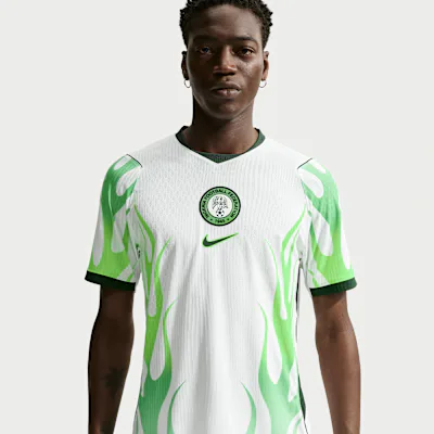 Nike Nigeria 2026 Match Away Men's Nike Aero-FIT Football Authentic Shirt - White/Green Glow/Black