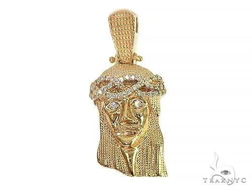 RINA - For Him FACTORY Yellow Gold Jesus Diamond Pendant 44756 in Yellow Gold – Pendant
