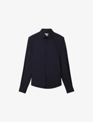 REISS Voyager Long-Sleeved Stretch-Woven Shirt - SOFT BLUE