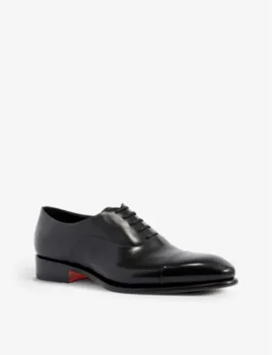 SANTONI Carter cap-toe leather Oxford shoes - EUR 43 / 9 UK MEN in BLACK, additional product view 3