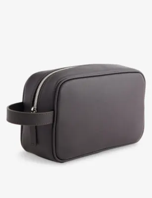 EMPORIO ARMANI Branded Faux-Leather Washbag in EBONY, additional product view 3