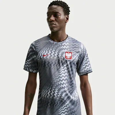 Nike Poland 2026 Pre-Match Men's Nike Dri-FIT Football Pre-Match Short-Sleeve Top - Pure Platinum/Cool Grey/Sport Red