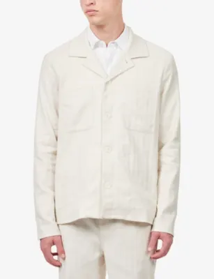 PAIGE Latigo Spread-Collar Woven Jacket in Fossil Herringbone, additional product view 3