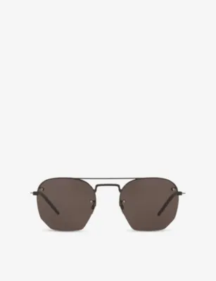 SAINT LAURENT SL 422 Round-Frame Metal Sunglasses in BLACK – Mens | Sunglasses | Round