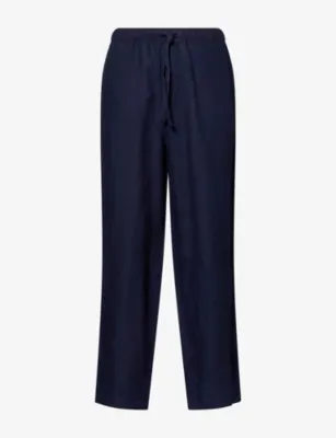 FRAME Drawstring-Waist Straight-Leg Linen Trousers