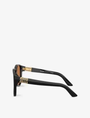 MIU MIU MU A08S Pilot-Frame Acetate Sunglasses in BLACK, additional product view 3