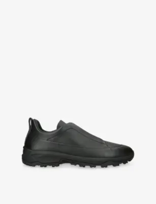ZEGNA Triple Stitch™ Monte Leather Sneakers - EUR 44.5 / 10.5 UK MEN in BLACK – Mens | Trainers | Slip on trainers