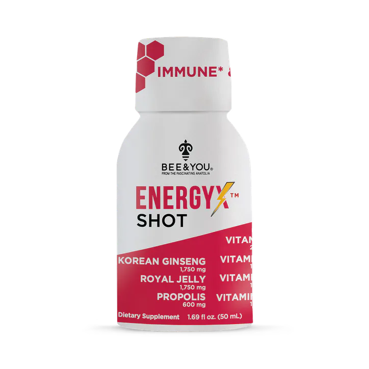 BEE&YOU Energy-X Royal Jelly Red Ginseng Propolis Raw Honey Shots for Adult 50ml*12
